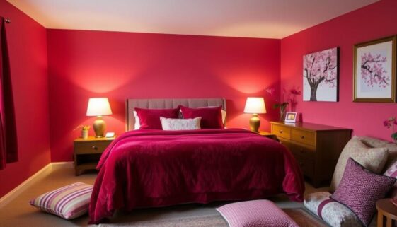 Cherry Colour Bedroom