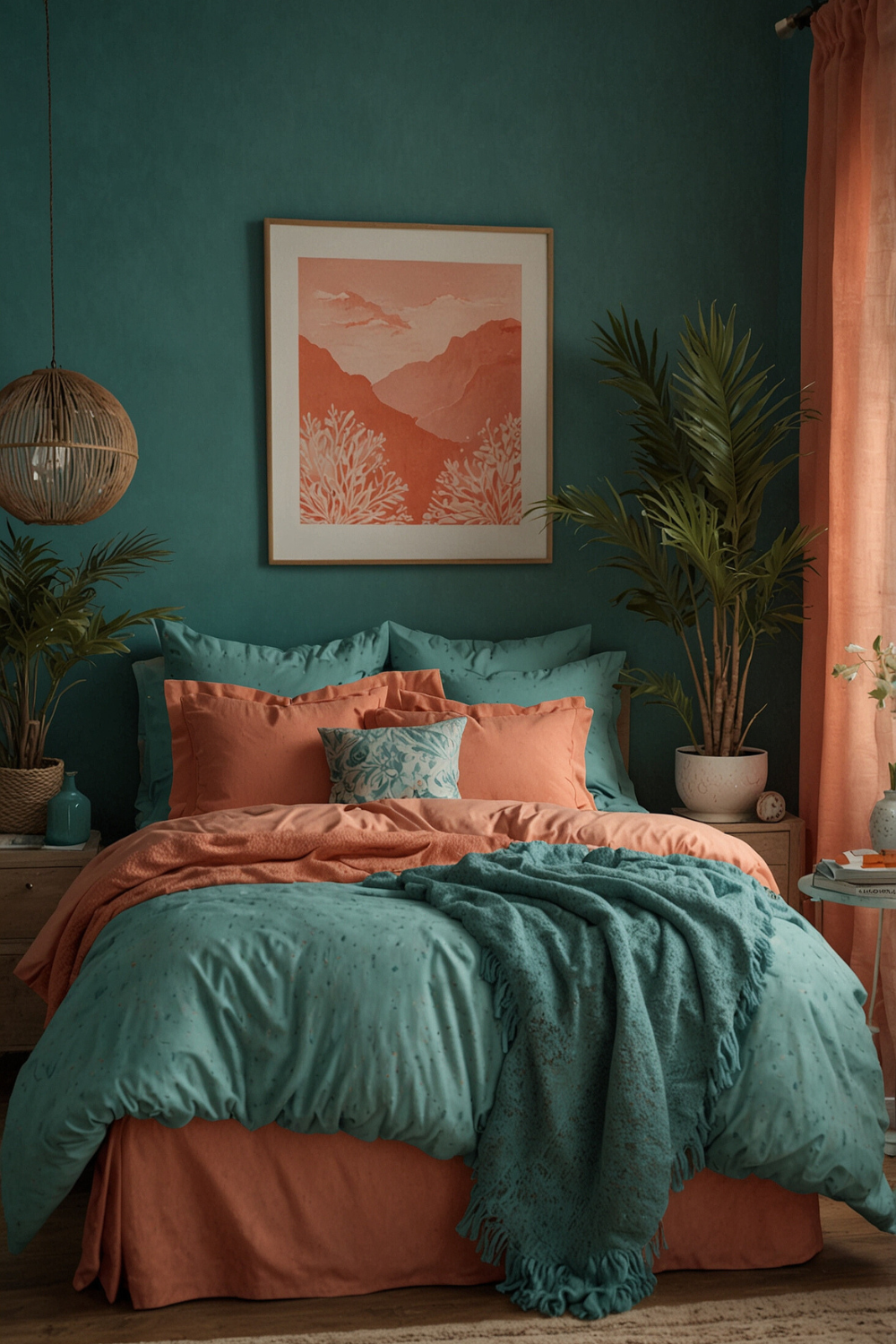 CoralandTealBedroom